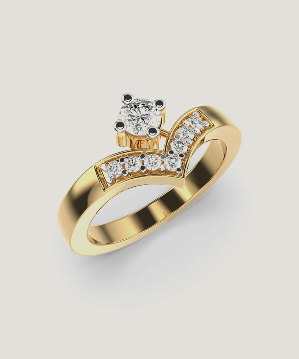 V-Shaped Rings in a sleek high-contrast midnight luxury editorial style